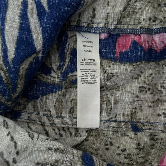 Chicos 100% Linen Lightweight Jacket (Size L) Tropical Print Button 3/4 Sleeve - Picture 7 of 8